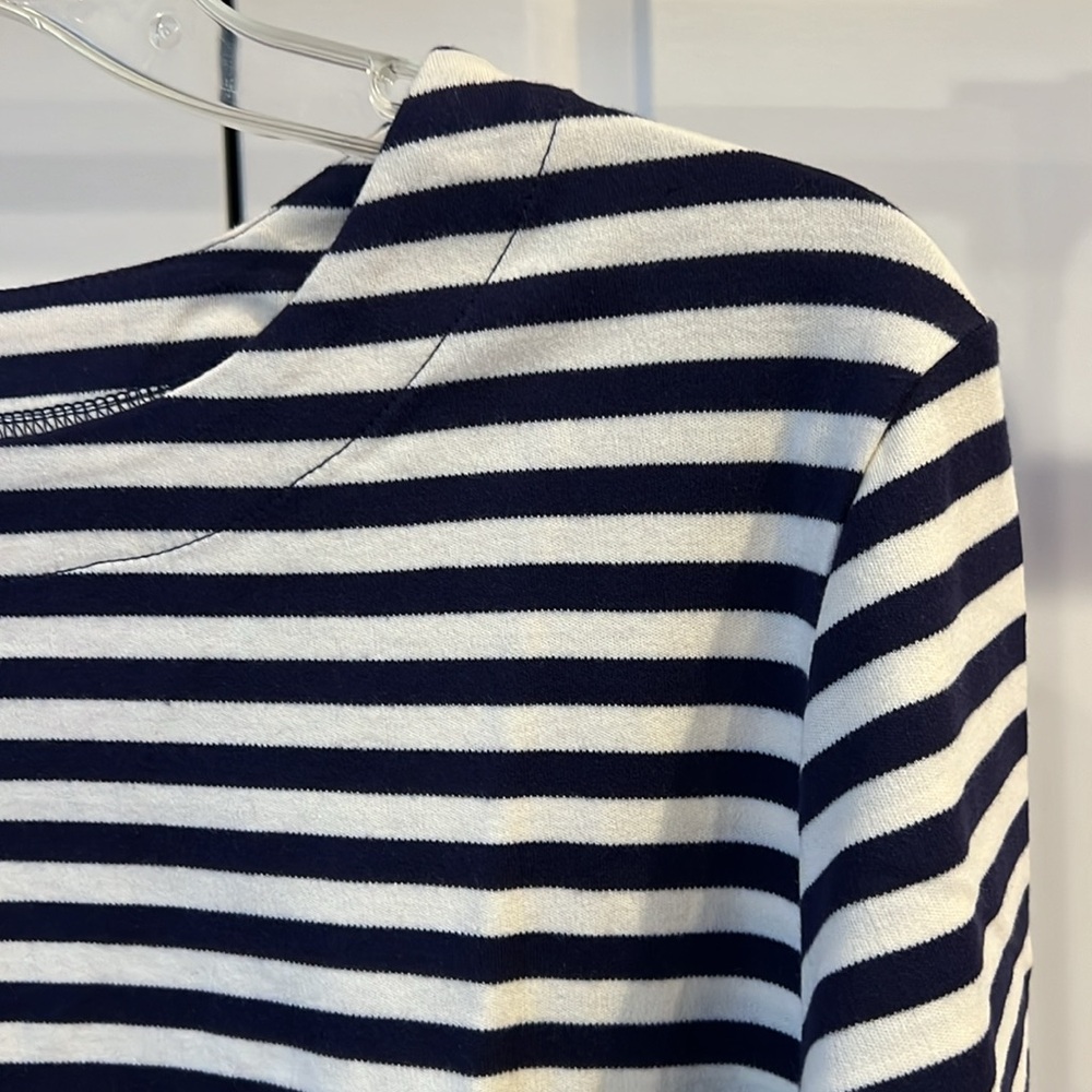 Appleseed's Women Navy and Cream Striped Long Sleeve Tee - Picture 2 of 7